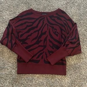 Express dolman sweater, size S. Color are maroon and black.